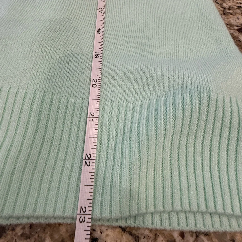 Rebecca Malone mint green pearl bead sweater & detachable fringe scarf SZ LG - Picture 10 of 13
